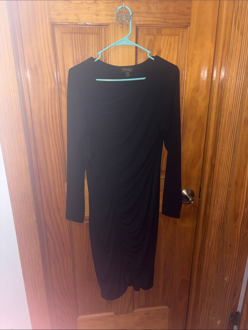 Thalia Sodi Black Long-Sleeve Ruched Sheath Dress
